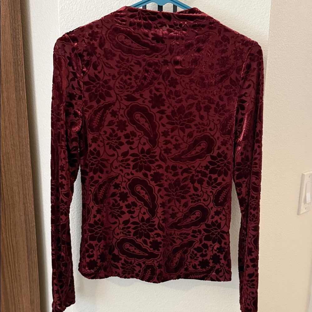 Old Navy Velvet Long Sleeve Top - Rich Burgundy